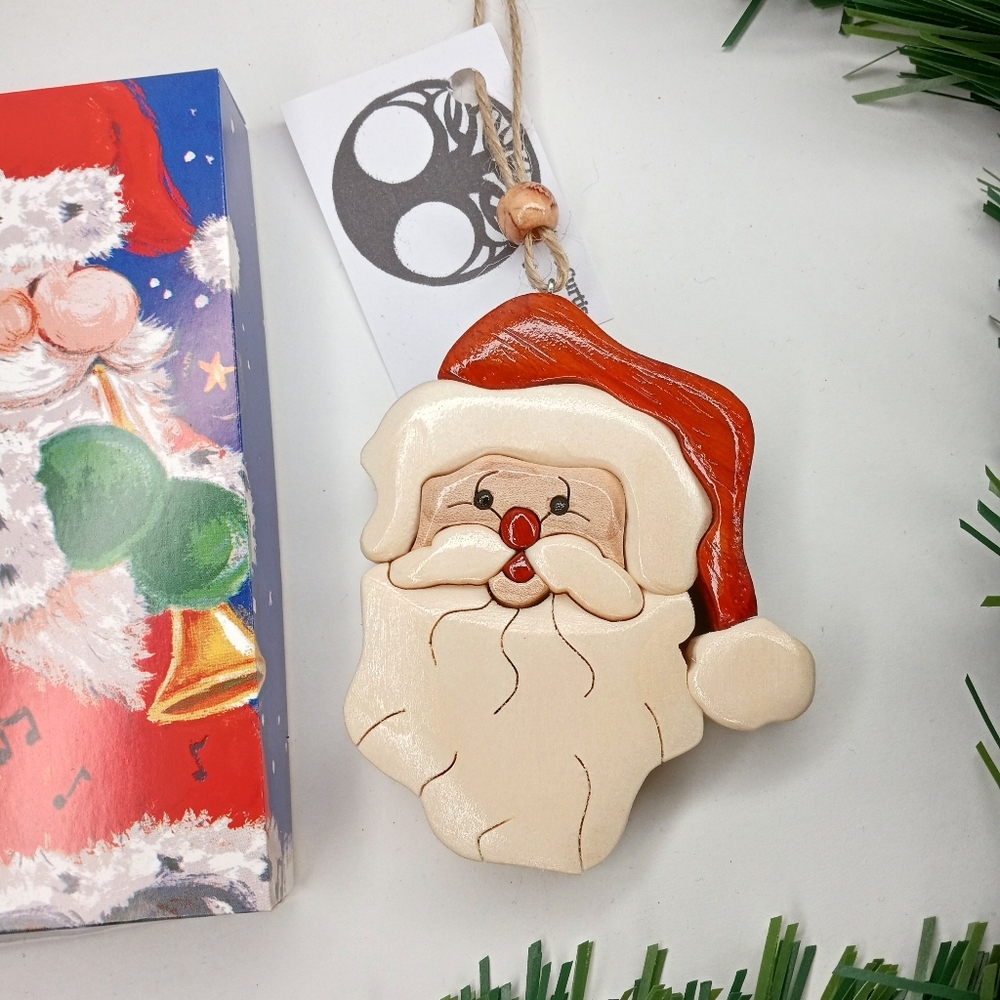 Santa Hand Crafted Wood Ornament - Picture 2 of 3
